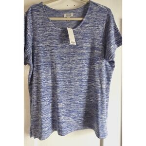 NWT Croft & Barrow women's PL embellished knit short sleeve‎ top blue/white